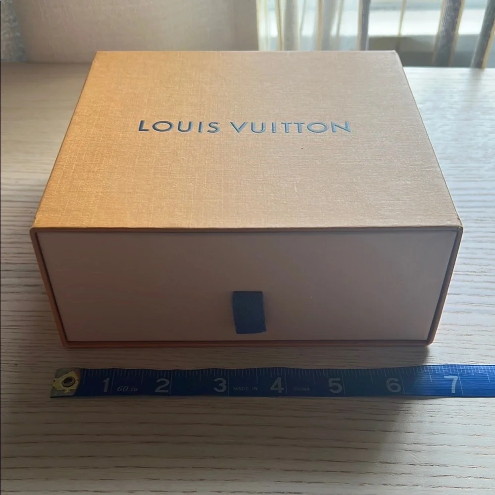 Louis Vuitton Empty Orange Box with Blue Tab & Holiday Ribbon